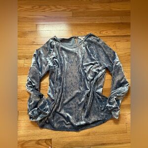 LC Lauren Conrad Dust Blue Velvet Top
